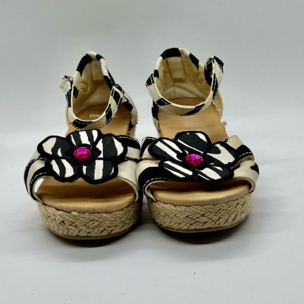 Toddler Zebra Print Floral Wedge Sandals